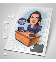 Kişiye Özel Hediye 240 Parça Sekreter Kadın Karikatürlü Puzzle