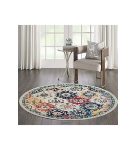Eliana Home Baskılı, Yıkanabilir Kaymaz Taban Yuvarlak Halı LNA7046 120x120 cm (Mor)