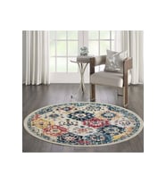 Eliana Home Baskılı, Yıkanabilir Kaymaz Taban Yuvarlak Halı LNA7046 120x120 cm (Mor)