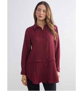 LCWAIKIKI Classic Bordo Dokulu Kadın Gömlek Tunik