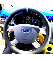 DİKİŞLİ DİREKSİYON KILIFI SİYAH DERİ GRİ YÜZÜK GRİ DİKİŞLİ FORD CONNECT İÇİN