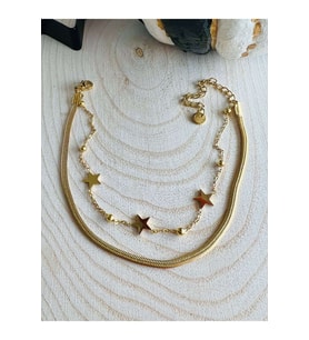 GOLD RENK İKİLİ YILDIZ ÇELİK HALHAL ACR1668