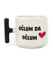 Oğlum Da Oğlum Baskılı Siyah Kulplu T Kupa