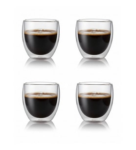 4'lü Kahve Bardağı Seti Çift Cidarlı Cappuccino Bardağı 250 ml