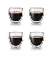 4'lü Kahve Bardağı Seti Çift Cidarlı Cappuccino Bardağı 250 ml