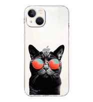 PrintiFy iPhone 13 Mini ile Uyumlu Kedi 3 Kamera Korumalı Şeffaf Kılıf