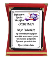 Bilgisayar ve Öğretim Teknolojileri Öğretmenine Hediye İsim Baskılı Plaket - Öğretmenler Günü Hediyesi (Kırmızı)