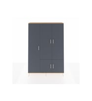 Arges Dolap 7 Raflı 5 Kapaklı Tek Askılı 132x30x195 Çam-Antrasit/Çam
