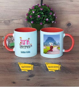 Tarih Öğretmeni Kupa Bardak Turuncu Fotoğraflı Öğretmenler Günü Hediyesi