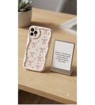 iPhone 11 Pro Max Sevimli Pembe Kurdele Desenli Silikon Kılıf