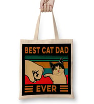 Best Cat Dad Ever Funny Cat Daddy Father Day Vintage 07 Bez Çanta Uzun Saplı