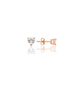 Gümüş rose pırlanta montürlü zirkon taşlı 5 mm kalp küpe SGTL12508ROSE