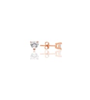 Gümüş rose pırlanta montürlü zirkon taşlı 5 mm kalp küpe SGTL12508ROSE
