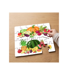 Çeşitli Sebzeler ve Meyveler Tasarımlı 24 Parça Ahşap Çocuk Puzzle MPK1023