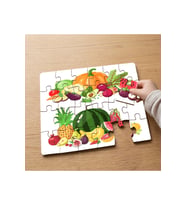 Çeşitli Sebzeler ve Meyveler Tasarımlı 24 Parça Ahşap Çocuk Puzzle MPK1023