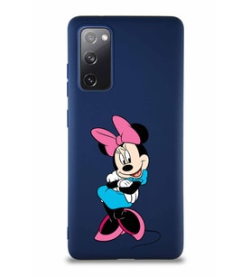 Samsung Galaxy S20 FE Soft Premier Kapak Minnie Mouse-D Tasarımlı Silikon Kılıf - Lacivert (Şeffaf)