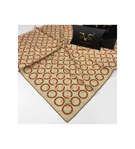 Geometrik Desen Black Seri Twill Eşarp Eşarp Askısı ile Birlikte 90x90 cm Bej-90