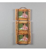 El Yapımı Doğal Ahşap 3’lü Bambu Bamboo Fotoğraf Çerçevesi Dekoratif Ev Ofis Hediyesi Duvar Süsü - 6