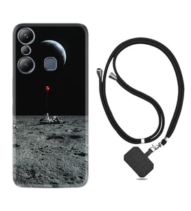 Infınix Hot 20i Kılıf Silikon Boyun Askılı İpli Desenli Silikon Astronoot Red Baloon 1608