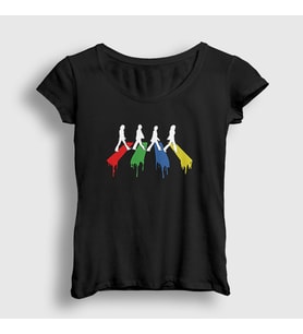 Presmono Kadın Siyah Crosswalk The Beatles T-Shirt 114412tt