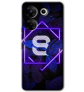 Tecno Camon 20 Pro 4G Kılıf HD Desen Baskılı Kılıf - Dark Neon Yaprak S Harfi