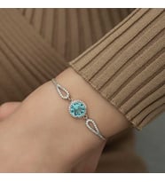 Gümüş Aquamarine Bayan Bileklik