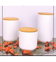 3 Adet Ahşap Vakumlu Kapaklı Kavanoz Seti 900ml+700ml+500ml