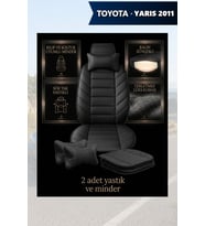 yaris 2011 Koltuk ve Kılıf uyumlu Minder Lüks Yastık Siyah 2 Minder 2 Yastık