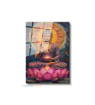 Dikey Cam Tablo Salon Duvar Tablosu Dikey Cam Lotus Buddha Yeni Ev Hediyesi Ofis Tablosu