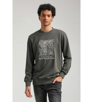 Bisiklet Yaka Haki Slim Fit Sweatshirt 23FWM60153