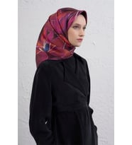 Armine Sura Saf İpek Eşarp 9406 - 51 Pembe Karışık Desen