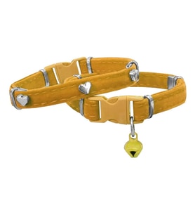 Markapet Kadife Kedi Boyun Tasması Kalpli 20-32 cm Sarı