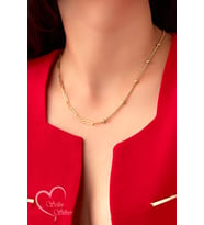 DORİKA TOP VE ATAŞ ZİNCİR ÖZEL TASARIM KOLYE GOLD,GÜMÜŞ VE ROSE RENK 925 AYAR GÜMÜŞ KOLYE (Gold)