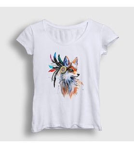 Presmono Kadın Beyaz Indian Kızılderili Fox Tilki T-Shirt 367873tt