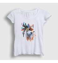 Presmono Kadın Beyaz Indian Kızılderili Fox Tilki T-Shirt 367873tt