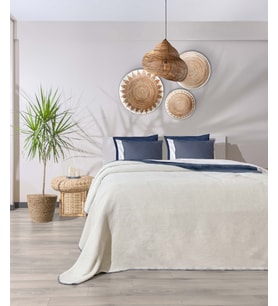 Koza Home Twin Soft Pamuklu Çift Kişilik Battaniye Mavi Krem 200 x 220 5009A