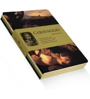 Saint Series I - A5, Caravaggio 4'lü Defter Seti III, Çizgisiz, Toplam 256 Sayfa, Her biri 64 Sayfa, Tel Dikiş, Esnek Kapak, Oval Kenar, Tuval Doku, 60 gram, Sarı Krem Renk, çok renkli