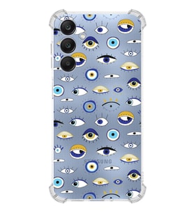PrintiFy Samsung Galaxy A25 Uyumlu Nazar Boncuğu 2 Baskılı Şeffaf Köşe Korumalı Antişok Kılıf