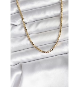 14K Gold Renk Kaplama Ezme Yılan Zincir Model CM Kadın Kolye - TJ-BKO10735