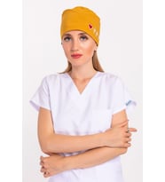 Hardal Kalp Ritim İşlemeli Nakışlı Doktor Hemşire Bone (Hardal Sarısı)