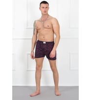 Erkek Penye Boxer Bordo - Lacivert