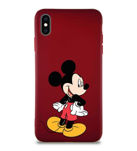Apple iPhone XS Max Soft Premier Kapak Mickey Mouse-D Tasarımlı Silikon Kılıf - Mürdüm (Şeffaf)
