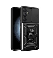 Samsung Galaxy A55 Uyumlu Kılıf Magnetik Standlı Kamera Korumalı Zore Sürgülü Vega Kapak (Siyah)