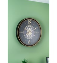 Çarklı Duvar Saati - 59 cm (Siyah)