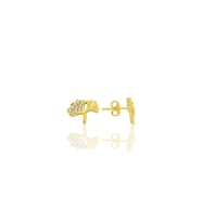 Gümüş altın yaldızlı zirkon taşlı birleşik yaprak küpe SGTL12767GOLD