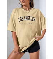Unisex Los Angles Tasarım T-shirt (Bej)