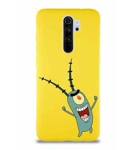Xiaomi Redmi Note 8 Pro Soft Premier Kapak Plankton Tasarımlı Silikon Kılıf - Sarı (Şeffaf)