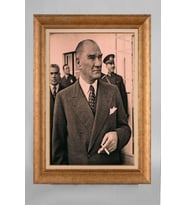 Altın Varaklı Çerçeveli Paspartulu Atatürk Tablo a234 (Gold)