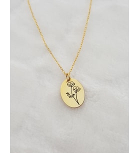Doğum Çiçeği Kolye, Birth Flower Necklase (Ağustos- August) (Gümüş)