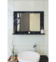 Yakut Dresuar,60x45 Mermer Raflı Banyo Aynası (Siyah)